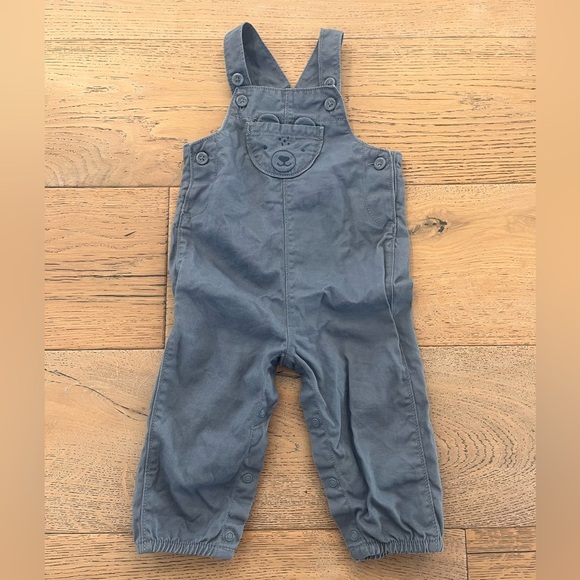 Carters Baby Boy Overall Set Bear Puppy Blue Stripes Long Sleeve 12 months - Picture 8 of 11